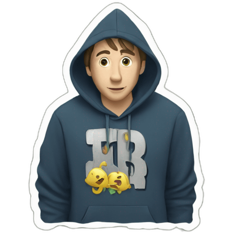 man with a hoodie with "Mr. Beast written on it" and money coming out of his ears emoji