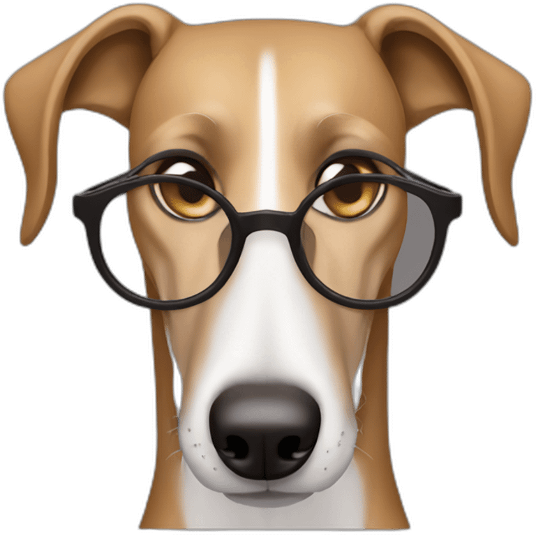 Brown Greyhound with man blue eyes and light blonde Brown Hair and glasses in Brown color emoji