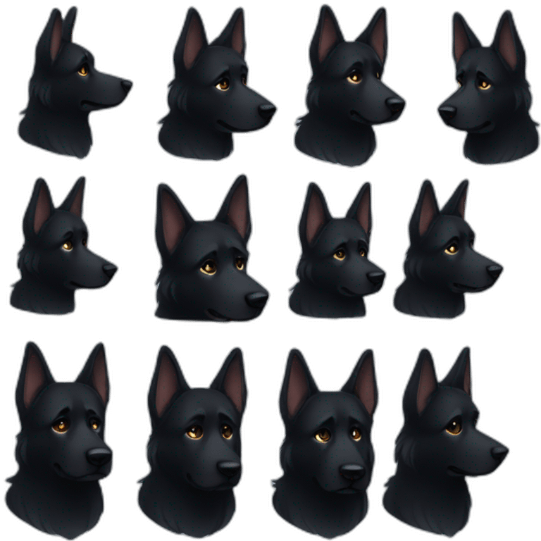 Black German shepherd sad  emoji