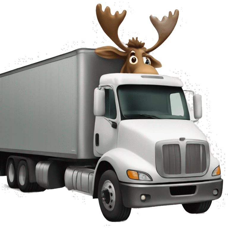 Goofy moose in 18 wheeler  emoji