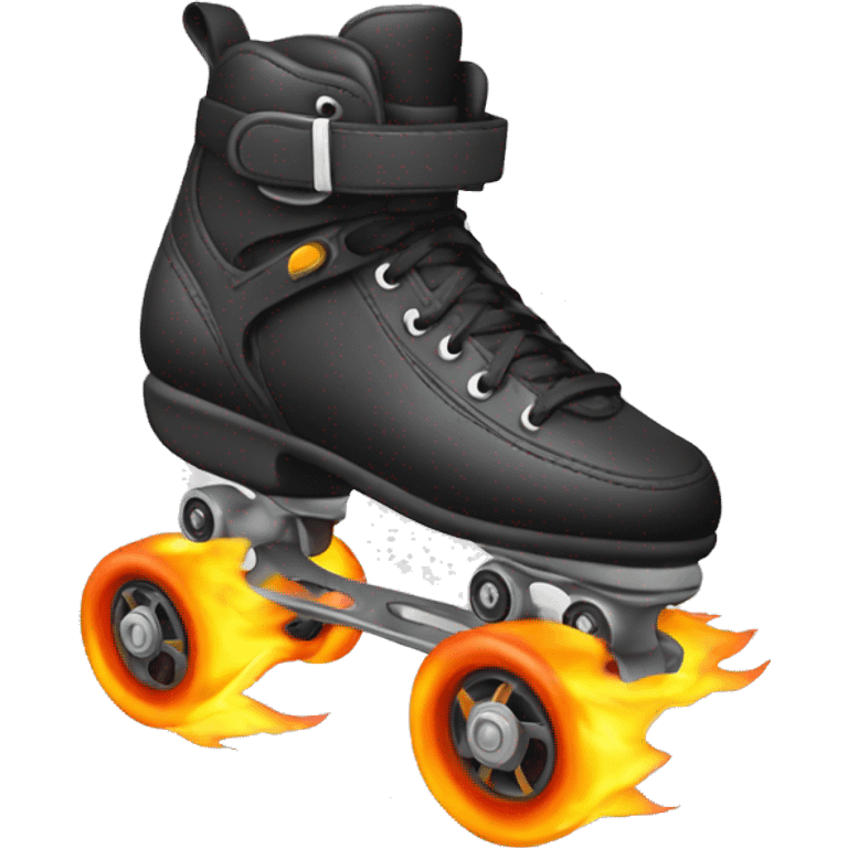 inline rollerblading with wheels on fire emoji