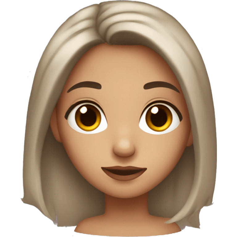 girl with dark brown hair and to red streaks in her hair, brown eyes and long eyelashes  emoji