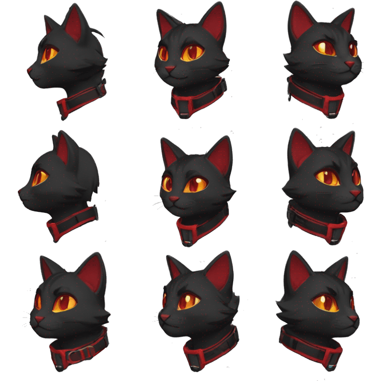 Anthro Edgy fursona cool anthro black red cat warrior Fakemon harness collar techwear emoji