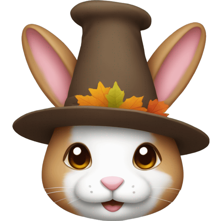 Bunny wearing Thanksgiving hat emoji