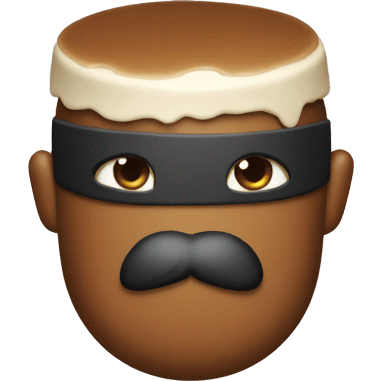 Brown Pudding emoji with eyepatch emoji