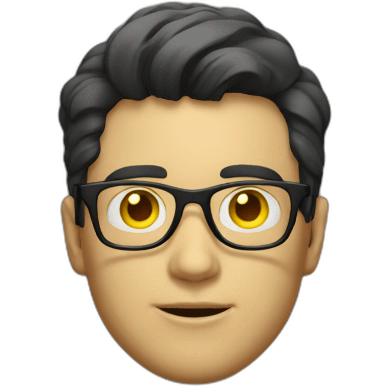 White man with yellow tinted glasses and black hair in a polo shirt emoji