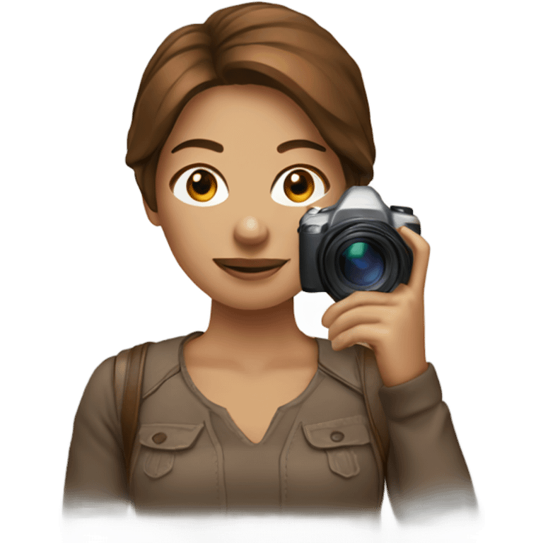 Woman taking photography with brown hair emoji