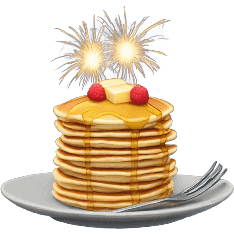 Stack of pancakes with sparklers emoji