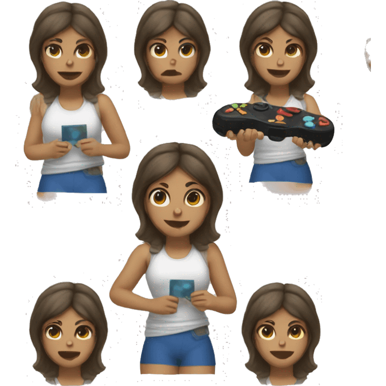 Greek girl playing video games emoji