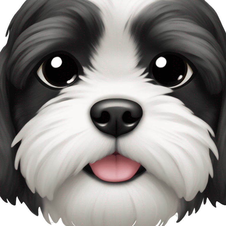 Black and white shih-zu puppy black face emoji