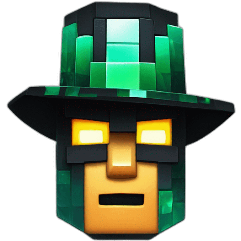 Pixel Minecraft Fedora Halloween Head Mask Diamond Obsidian Emerald Flame Shiny Glow Reward Legendary Unique Epic Mystery emoji