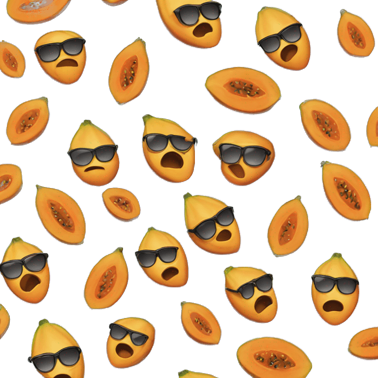 papaya wearing sunglasses crying. emoji