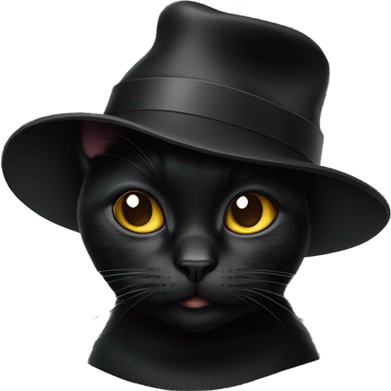 Black cat wearing hat  emoji