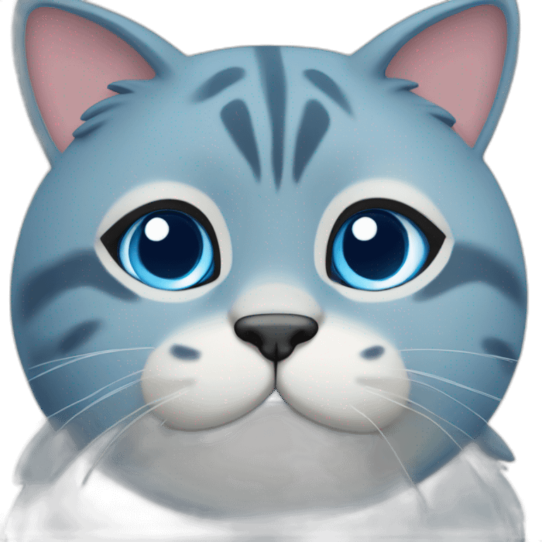 Deep blue pudgy big cute cat emoji