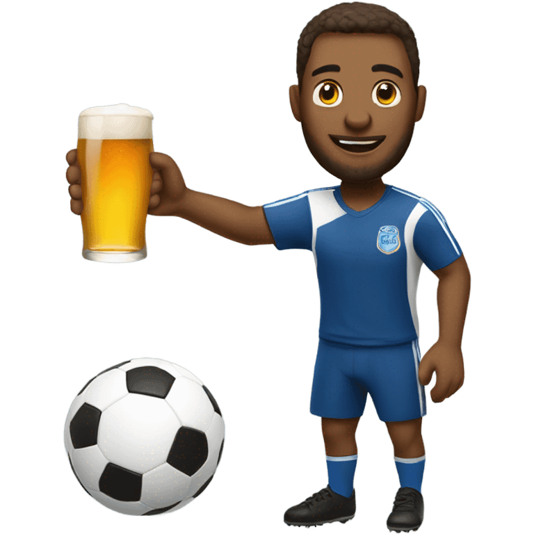 Man with beer playing soccer emoji