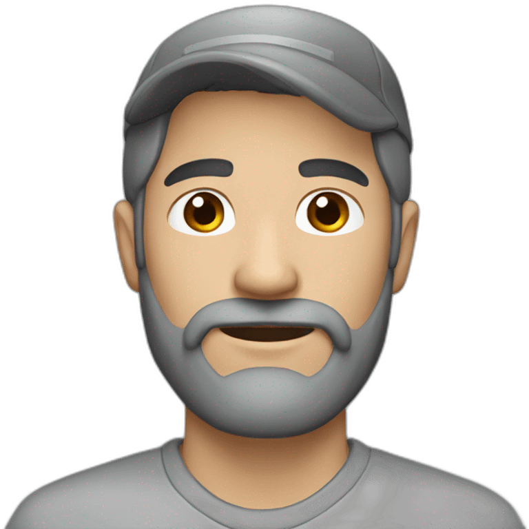 Man with dark brown hair and beard, gray caps emoji