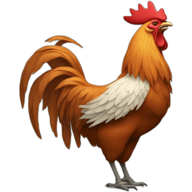 howling rooster with a crown on its head emoji