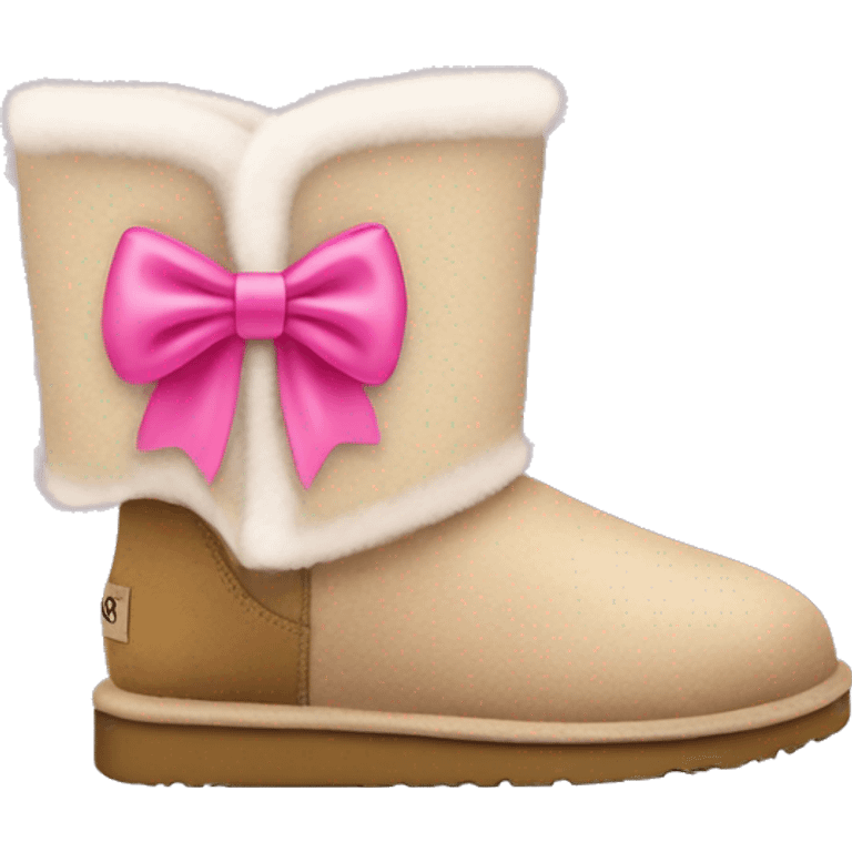 Ugg boots with a pink bow and fluffy insides emoji