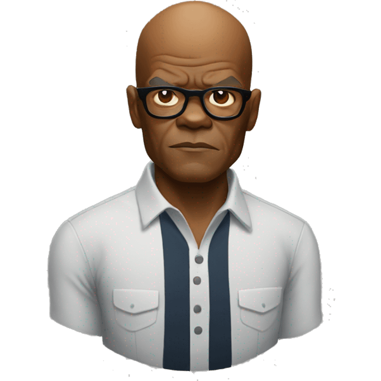 bald samuel l jackson serious wearing shirt emoji