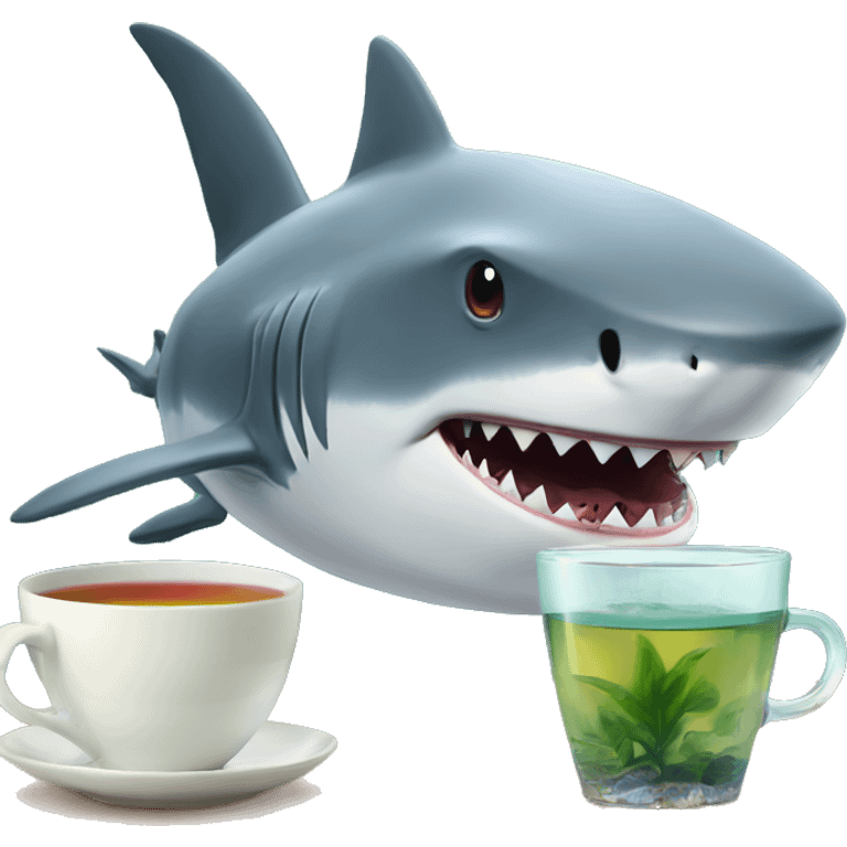 A shark with a bublle tea emoji