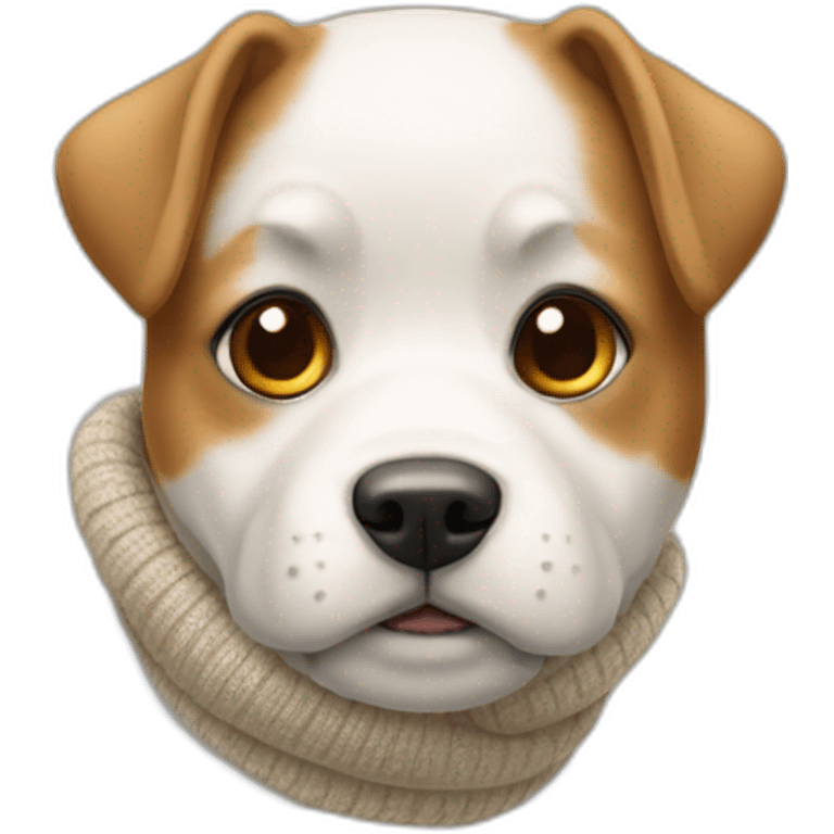 Un chien avec un pull emoji