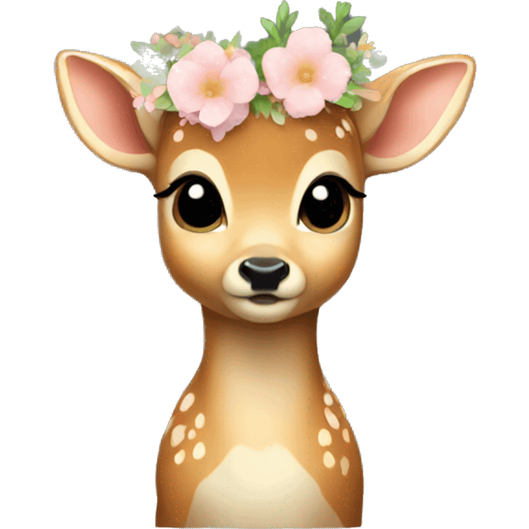 Baby deer with flower crown emoji