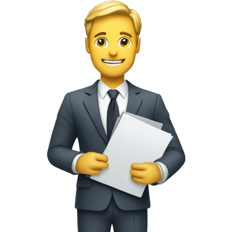 business man holding a file emoji