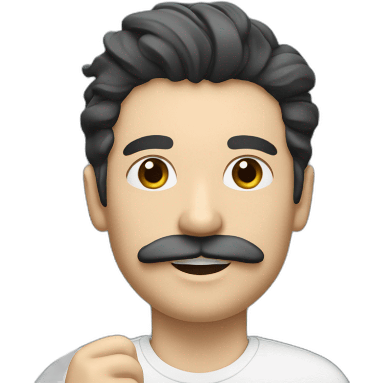 black haired white man with toothbrush moustache and side comb emoji