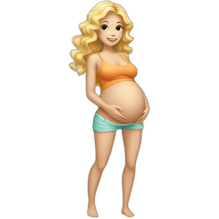 adorable pregnant blond full body women with beach-wave-hair emoji