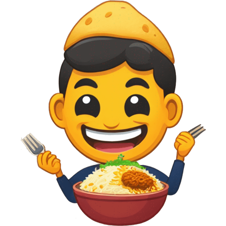 happy emoji face eating biryani emoji