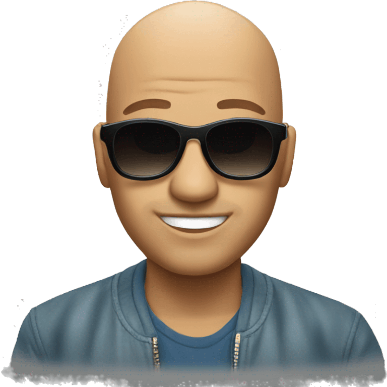 Bald guy wearing sunglasses DJing emoji