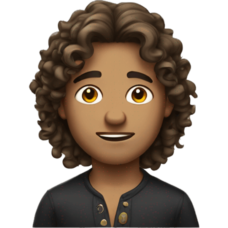 arrogant boy with long curly brown hair emoji