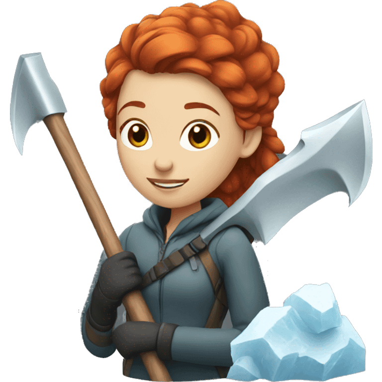 a red hair female with ice axe emoji