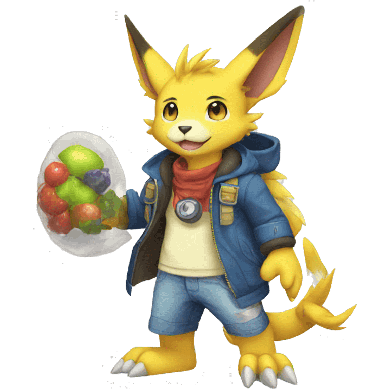 Cute cool anthro Digimon-Pokémon-animal full body emoji