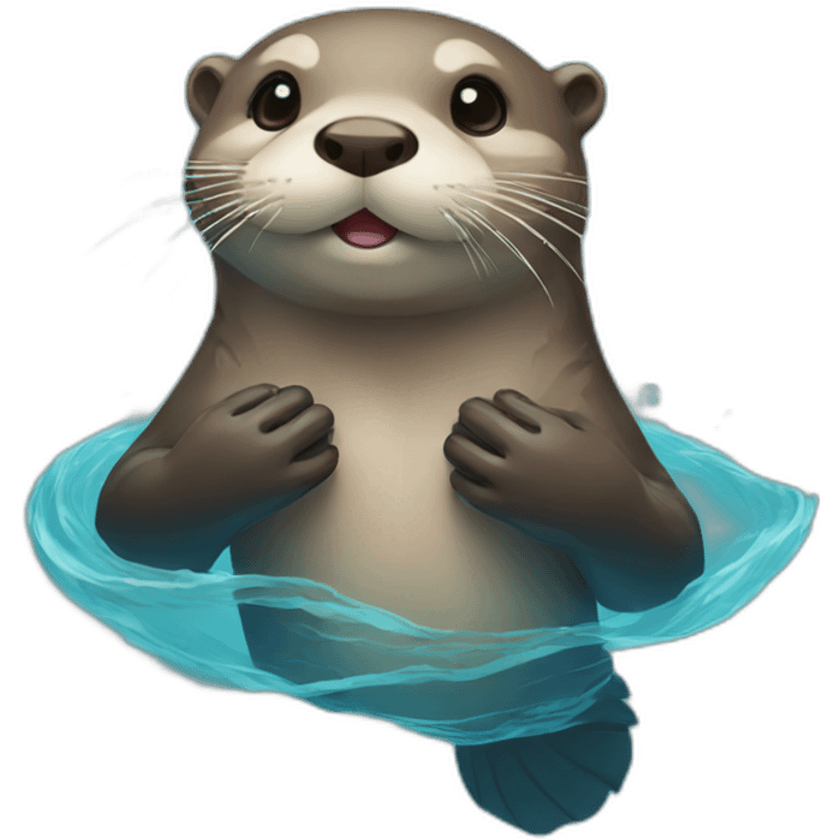 Otter holding hands while swimming emoji