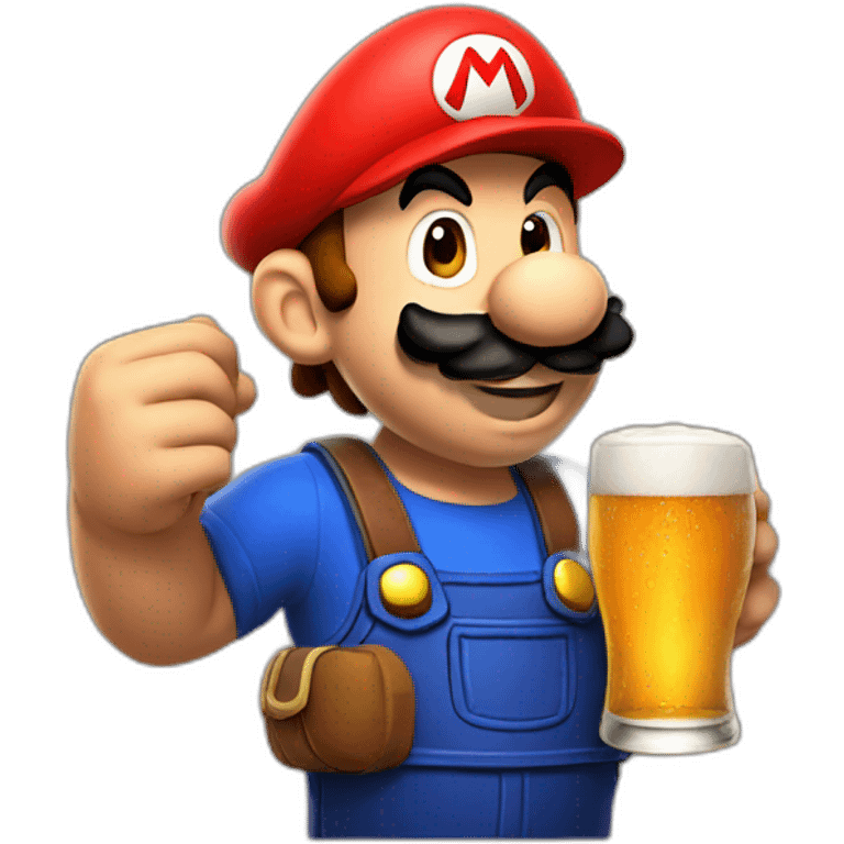 mario drinking beer emoji