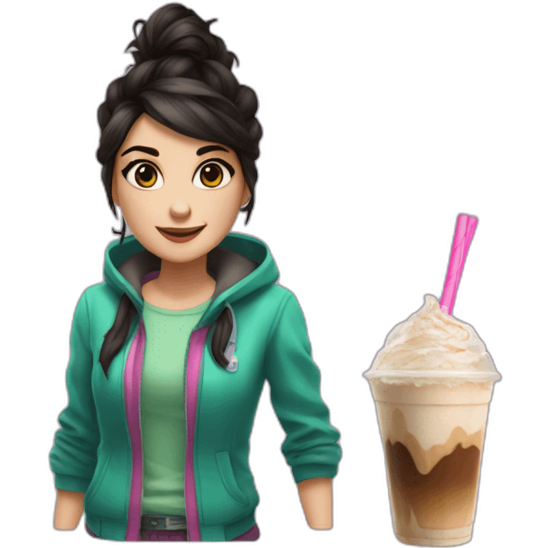 Vanellope having a Frappe emoji