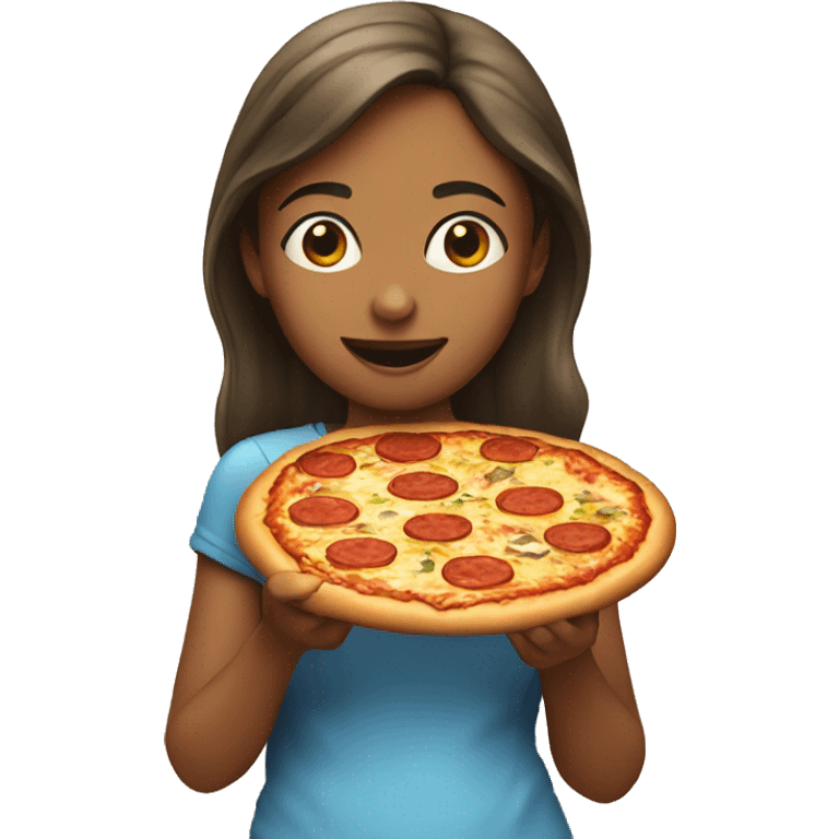 A girl eating pizza emoji