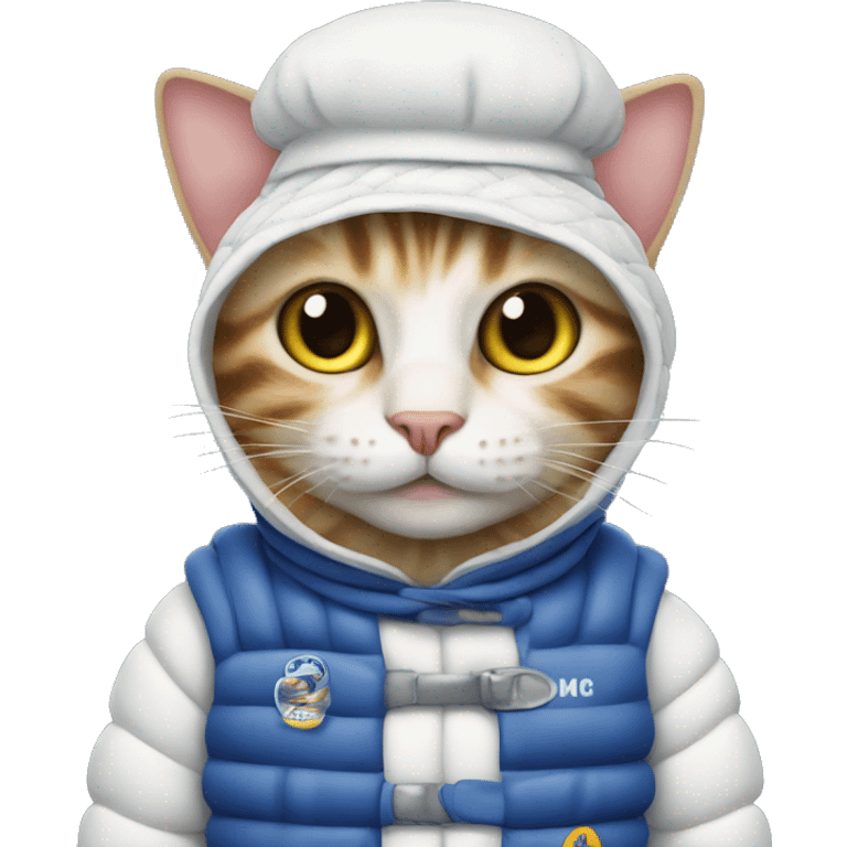 cat dressed in a michelin man costume emoji