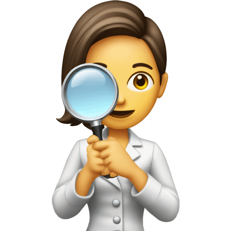 Restaurant critic girl with a magnifying glass in her hands emoji