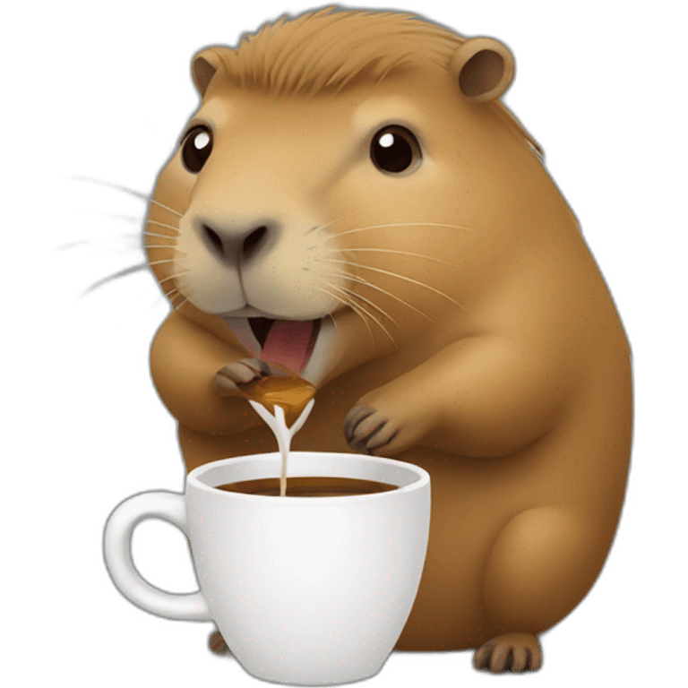 Capybara drinking coffee emoji