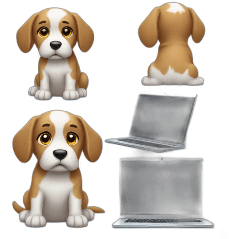 Sad dog is working on computer emoji