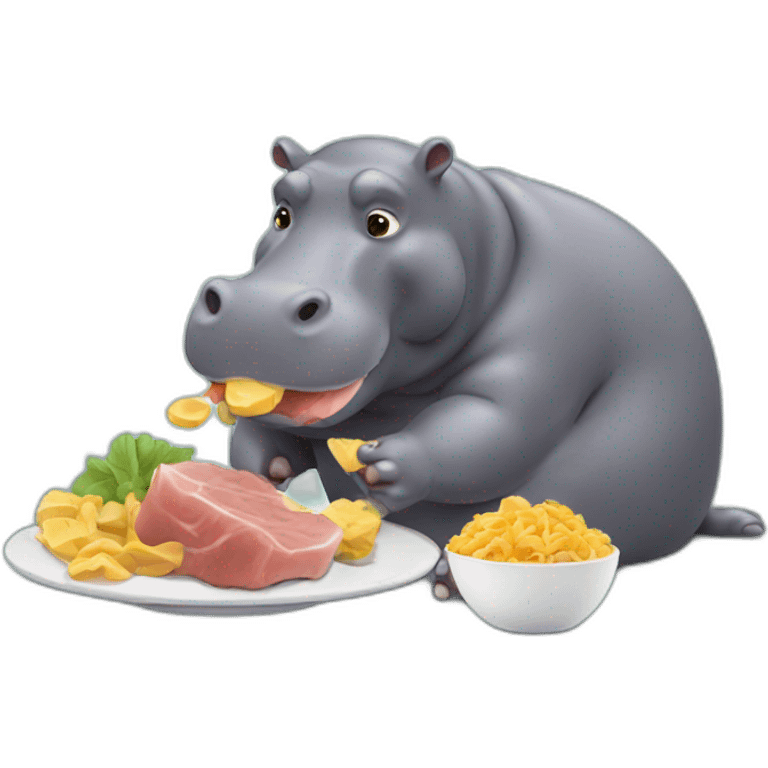 Hippopotamus eating food and chilling  emoji