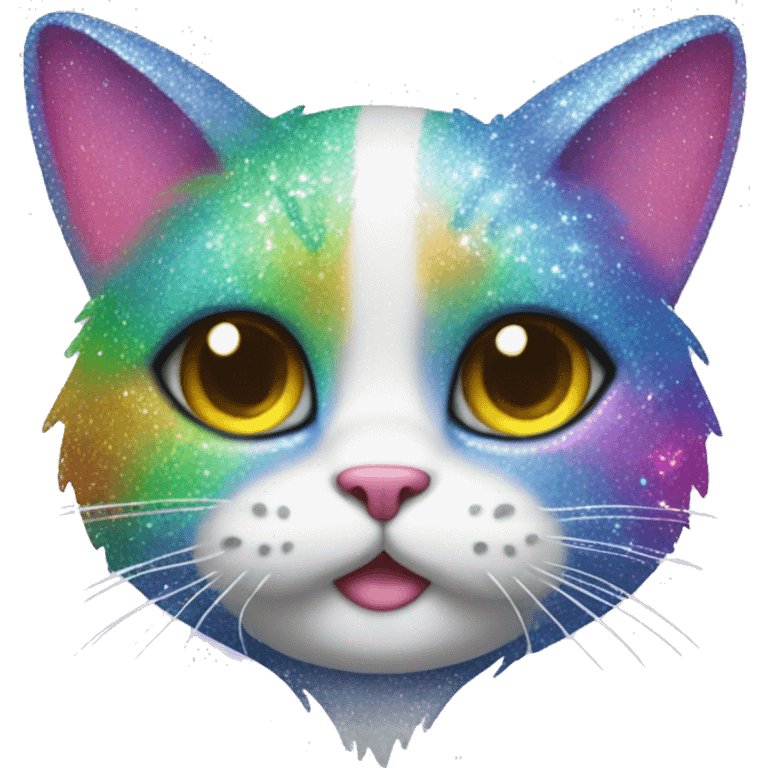 sparkly cat w with rainbow fur emoji