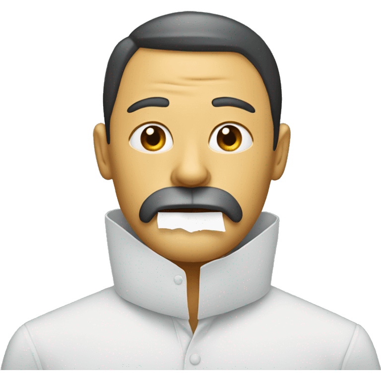 man with paper in mouth emoji