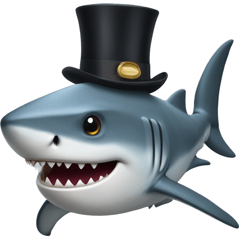 Shark with a top hat emoji