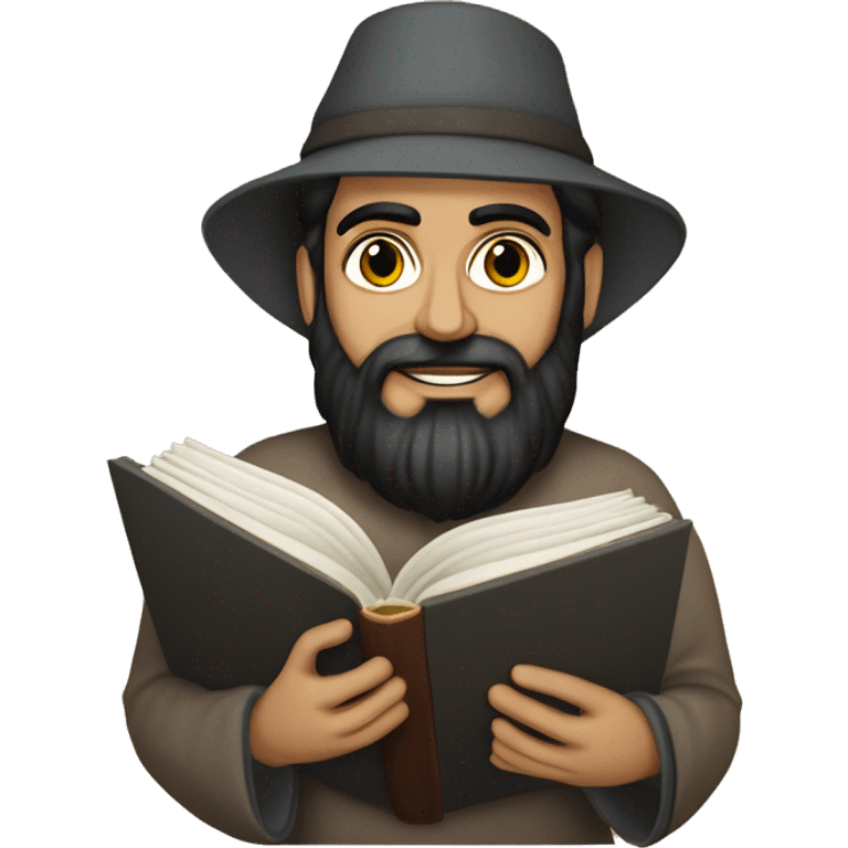 Nizami Ganjavi persian medieval author with a book in hands and black beard emoji