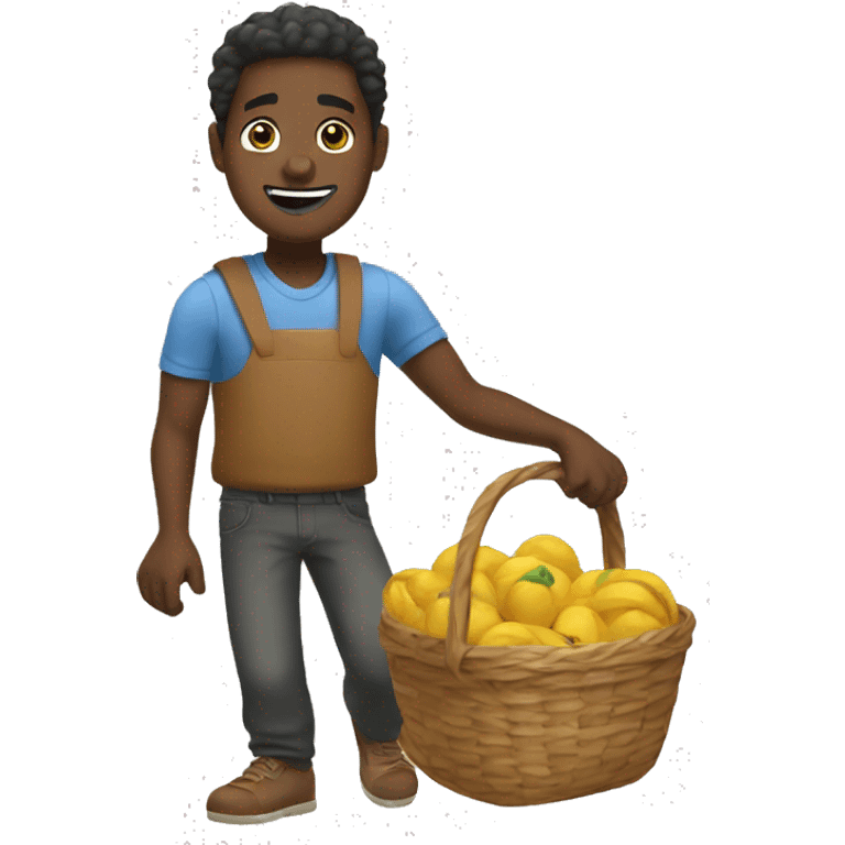 Black guy with basket emoji