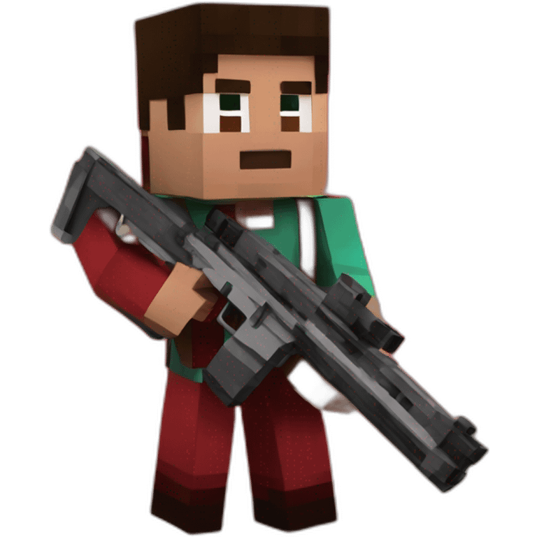 Man minecraft with gun and red background emoji