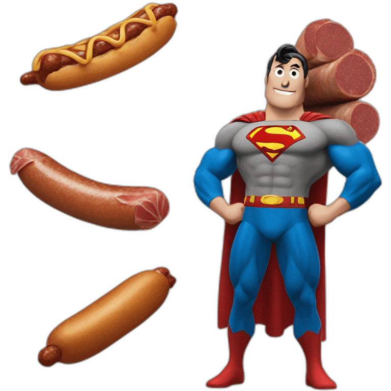 Superman taking a sausage emoji